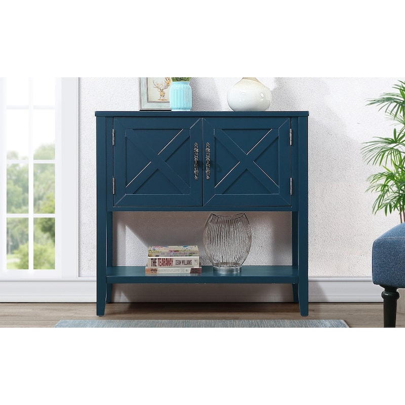 35" Navy Blue Console Table Sideboard Sofa Table for Living Room Bed